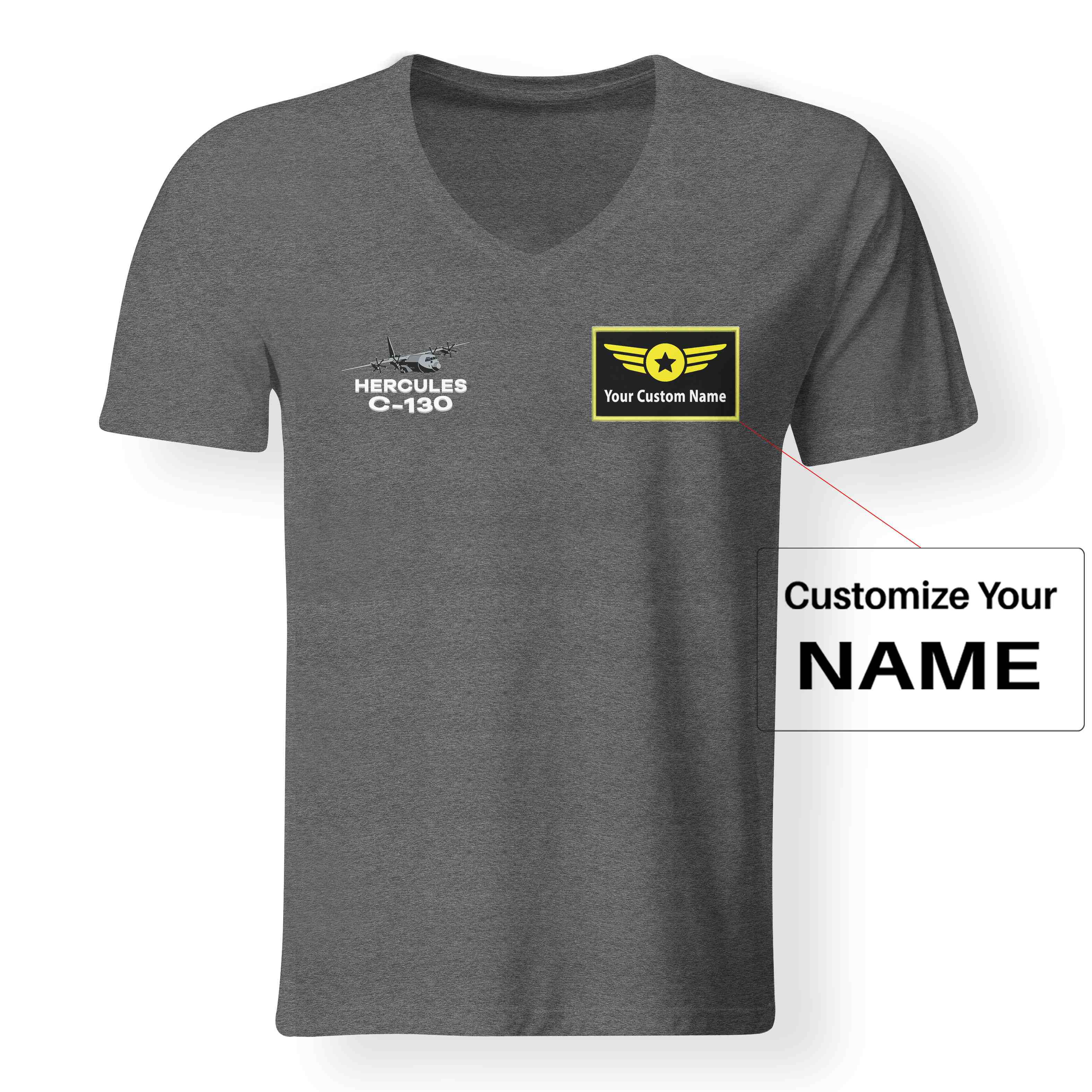 The Military Transport Airplane C 130 Designed V-Neck T-Shirts - Image 5