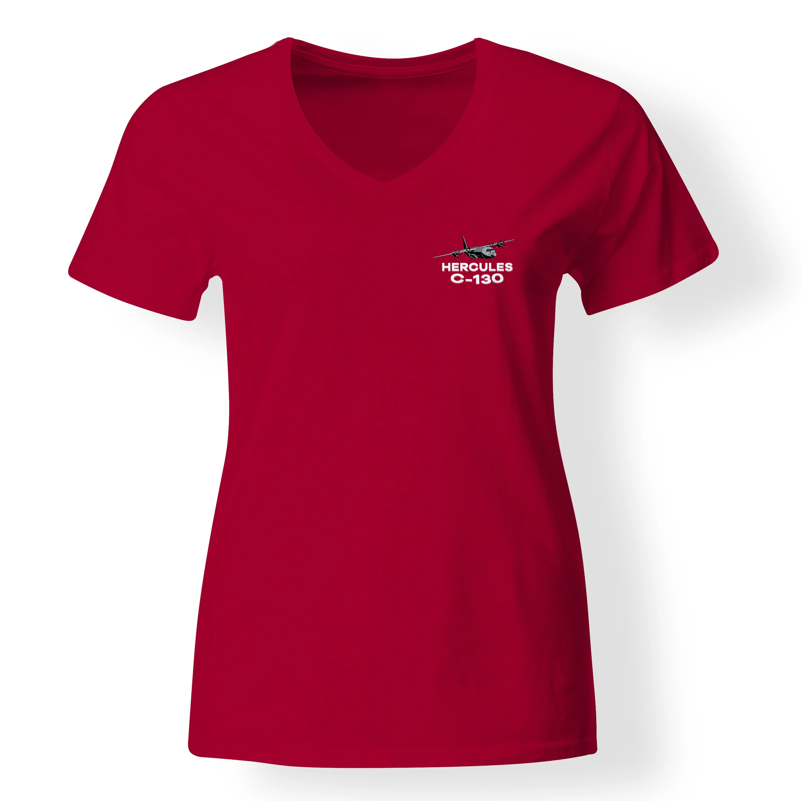 The Military Transport Airplane C 130 Designed V-Neck T-Shirts - Image 8