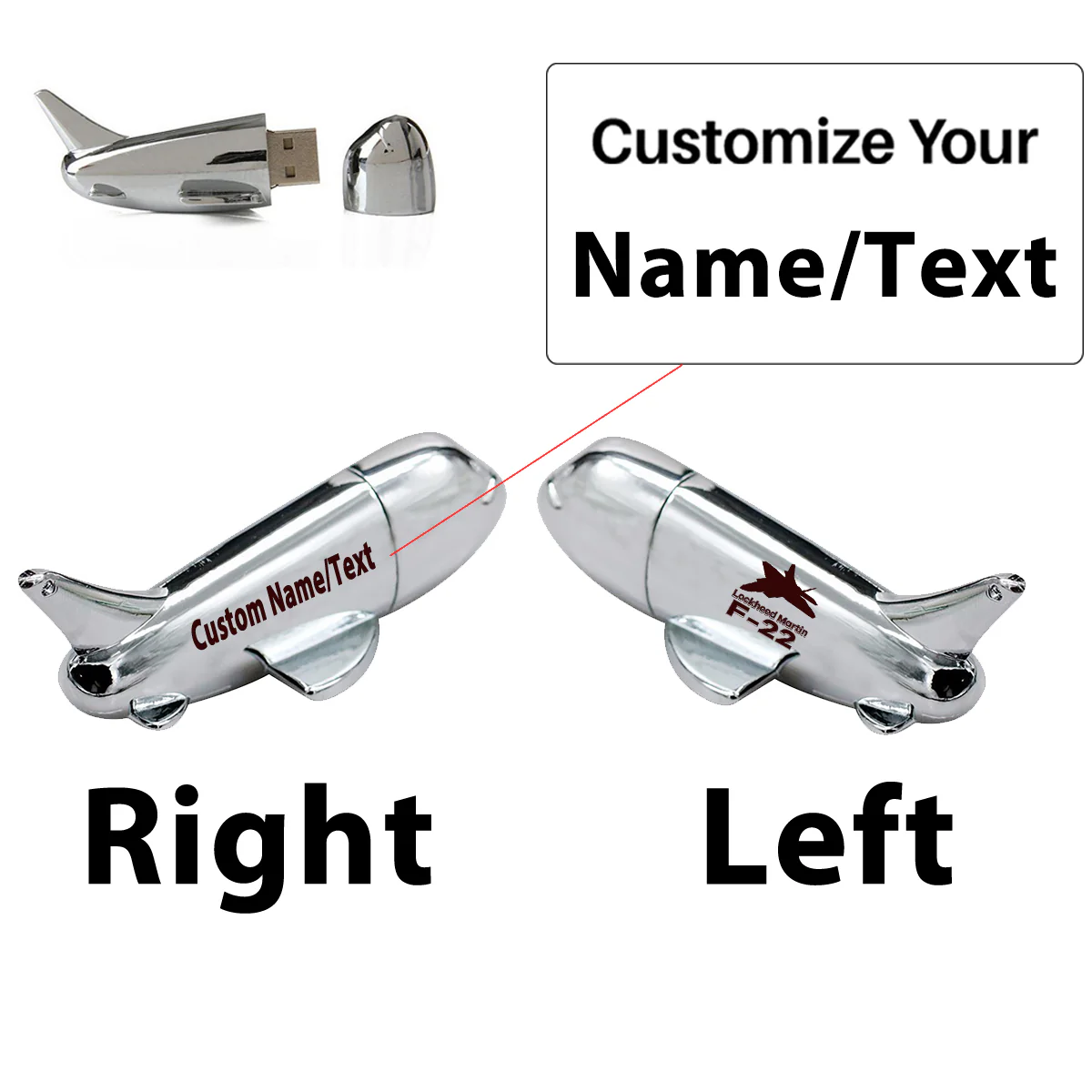 The Fighter Jet 22 Silhouette Designed Airplane Shape USB Drives