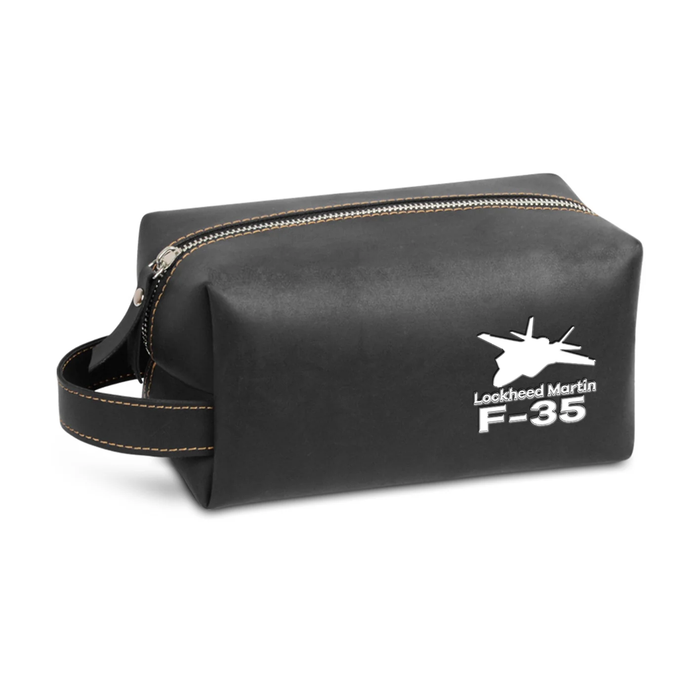 The Fighter Jet 35 Silhouette Designed Leather Clutch Toiletry Bag - Image 2