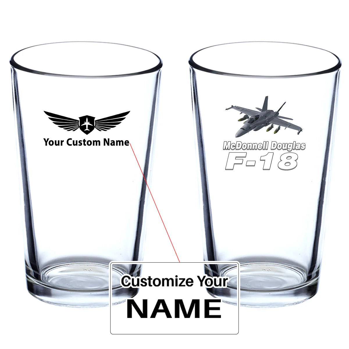 The McDonnell Douglas F18 Designed Beer & Water Glasses