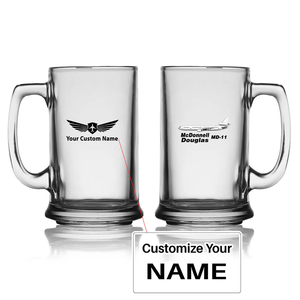 The McDonnell Douglas MD-11 Designed Beer Glass with Holder
