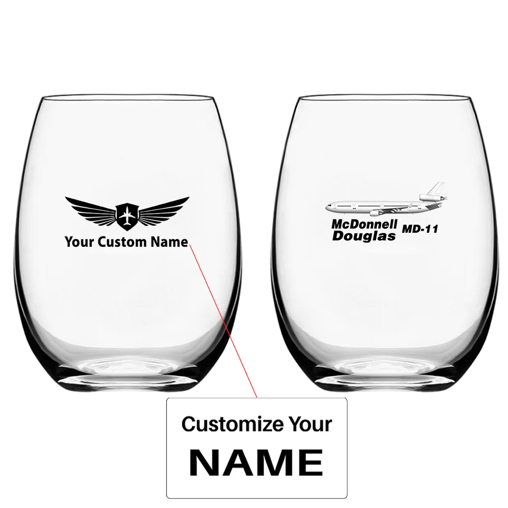 The McDonnell Douglas MD-11 Designed Water & Drink Glasses