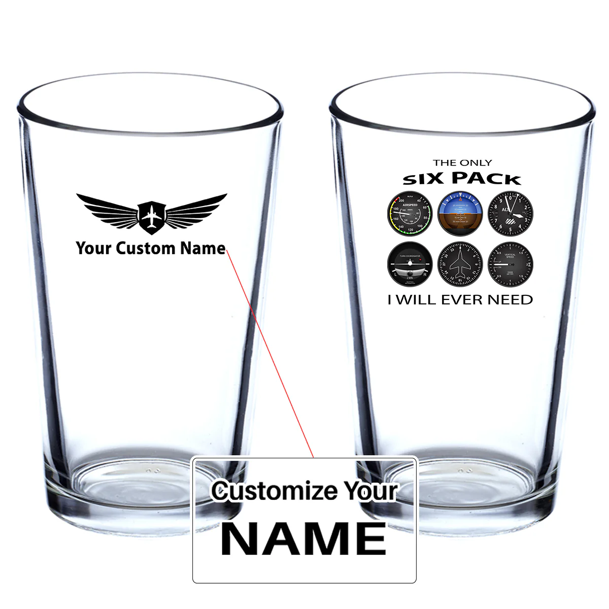 The Only Six Pack I Will Ever Need Designed Beer & Water Glasses