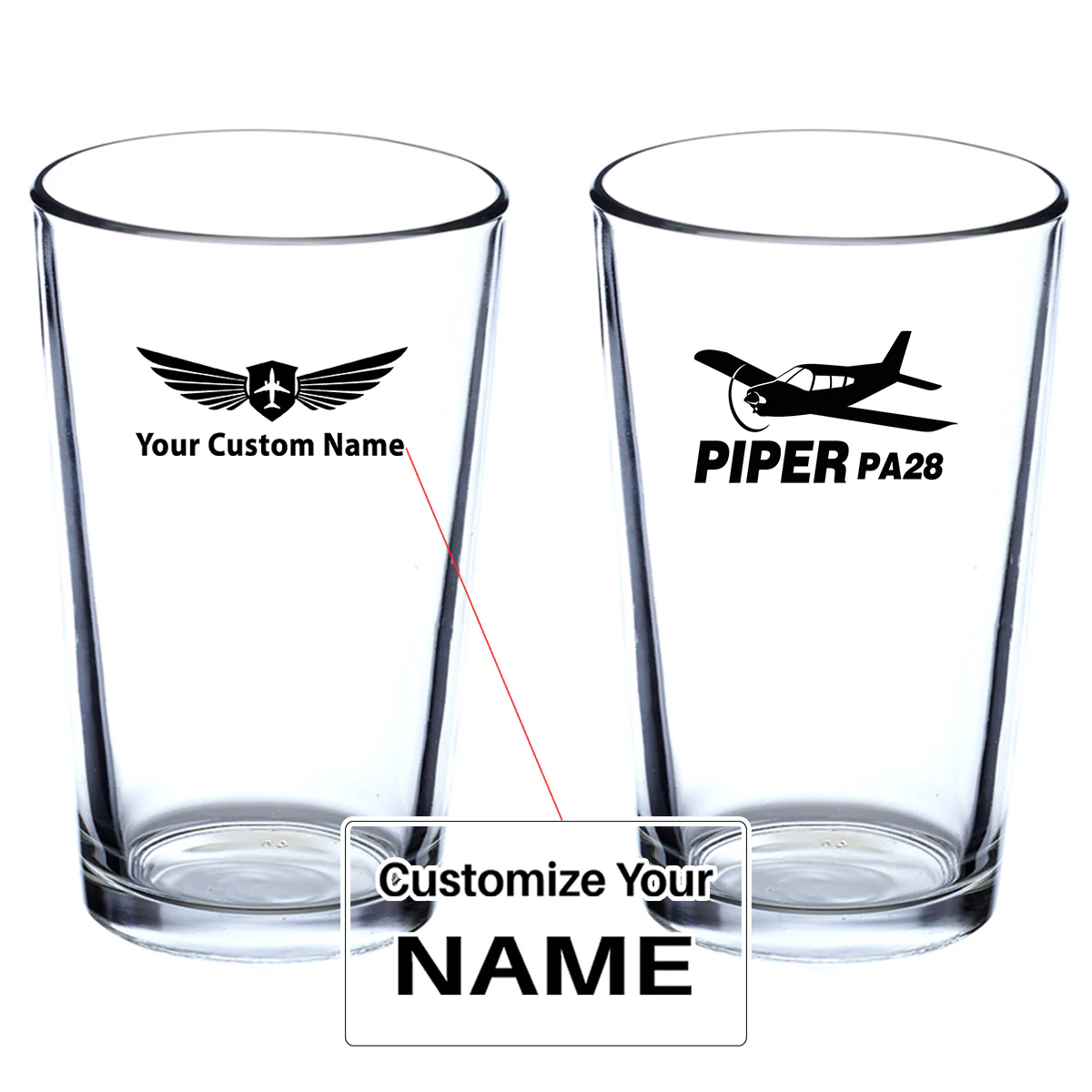The Piper PA28 Designed Beer & Water Glasses