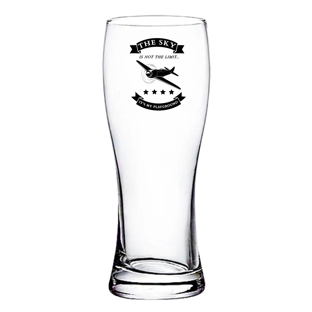 The Sky is not the limit, It's my playground Designed Pilsner Beer Glasses - Image 2