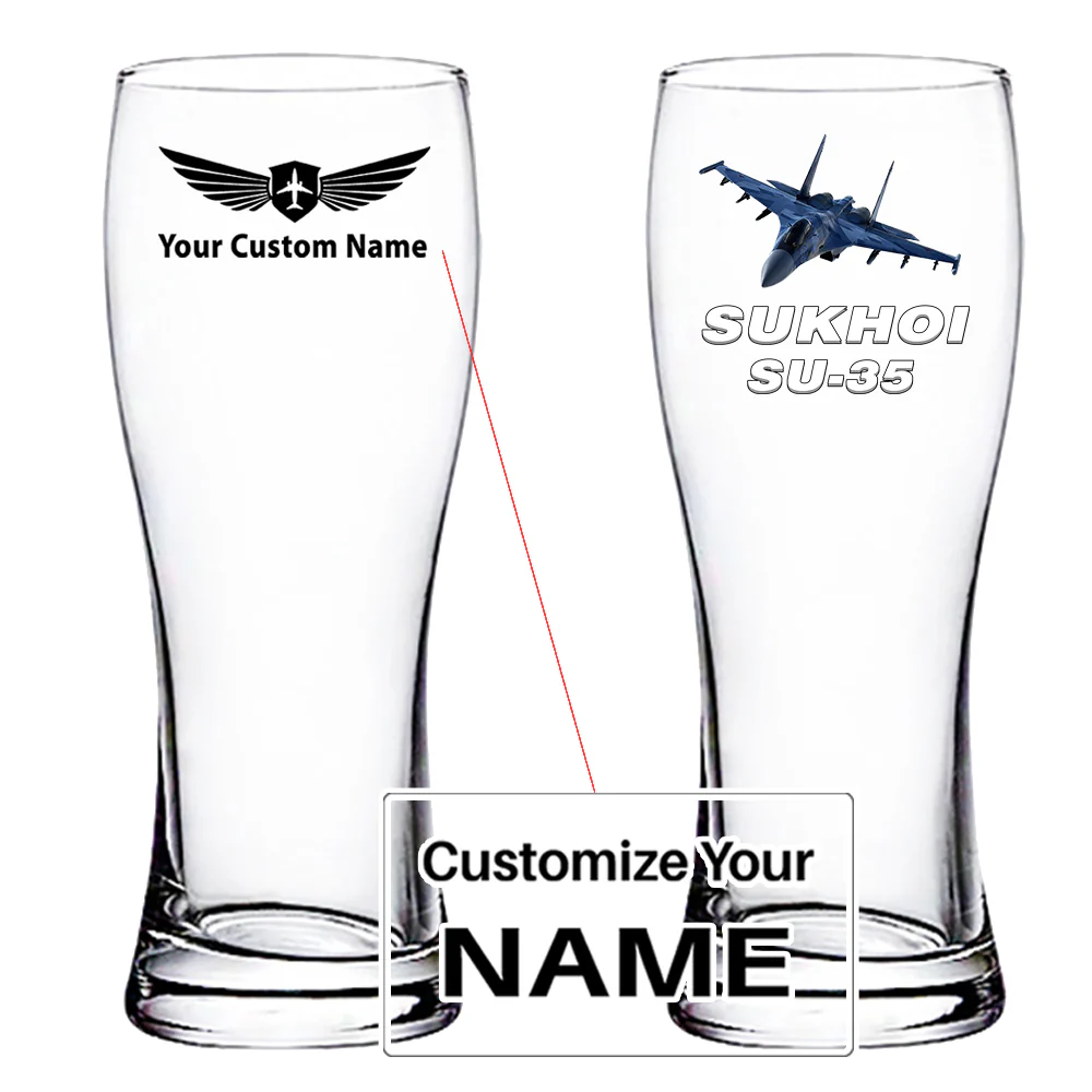 The Sukhoi SU-35 Designed Pilsner Beer Glasses