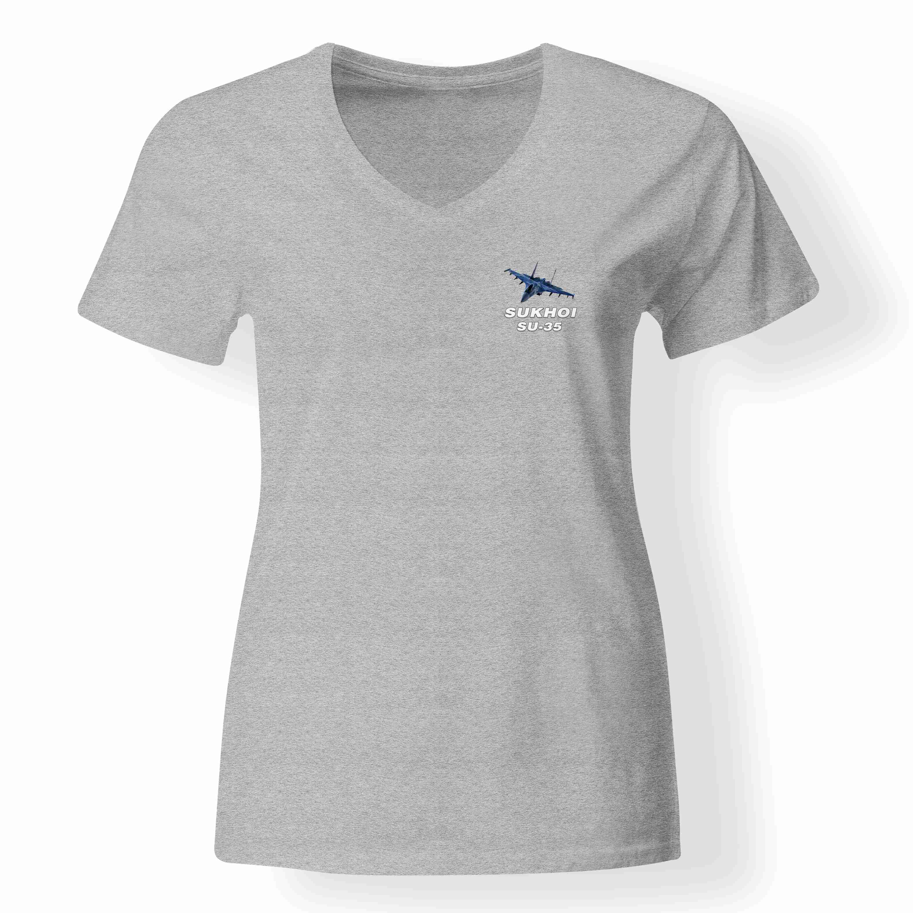 The Sukhoi SU-35 Designed V-Neck T-Shirts - Image 15