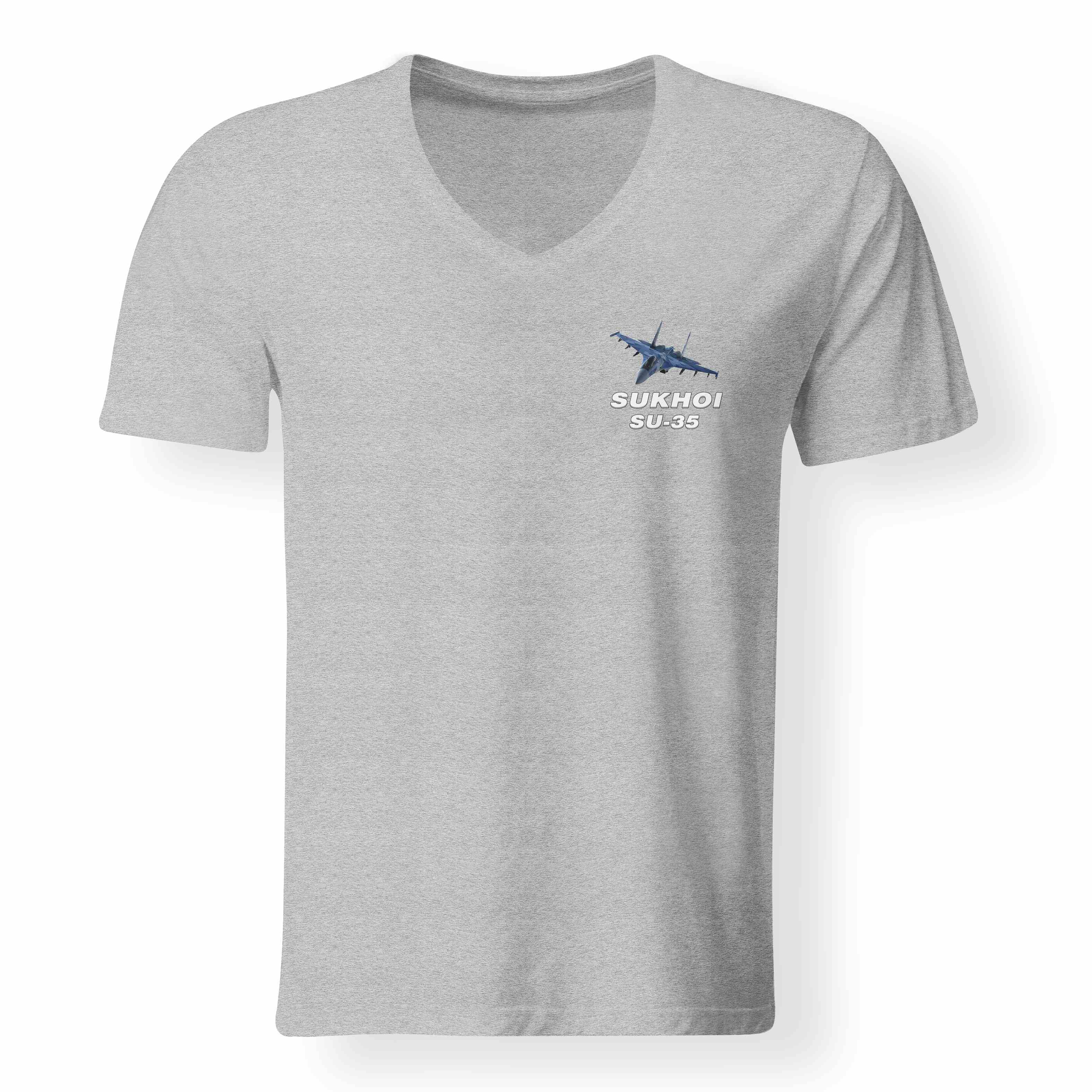 The Sukhoi SU-35 Designed V-Neck T-Shirts - Image 16