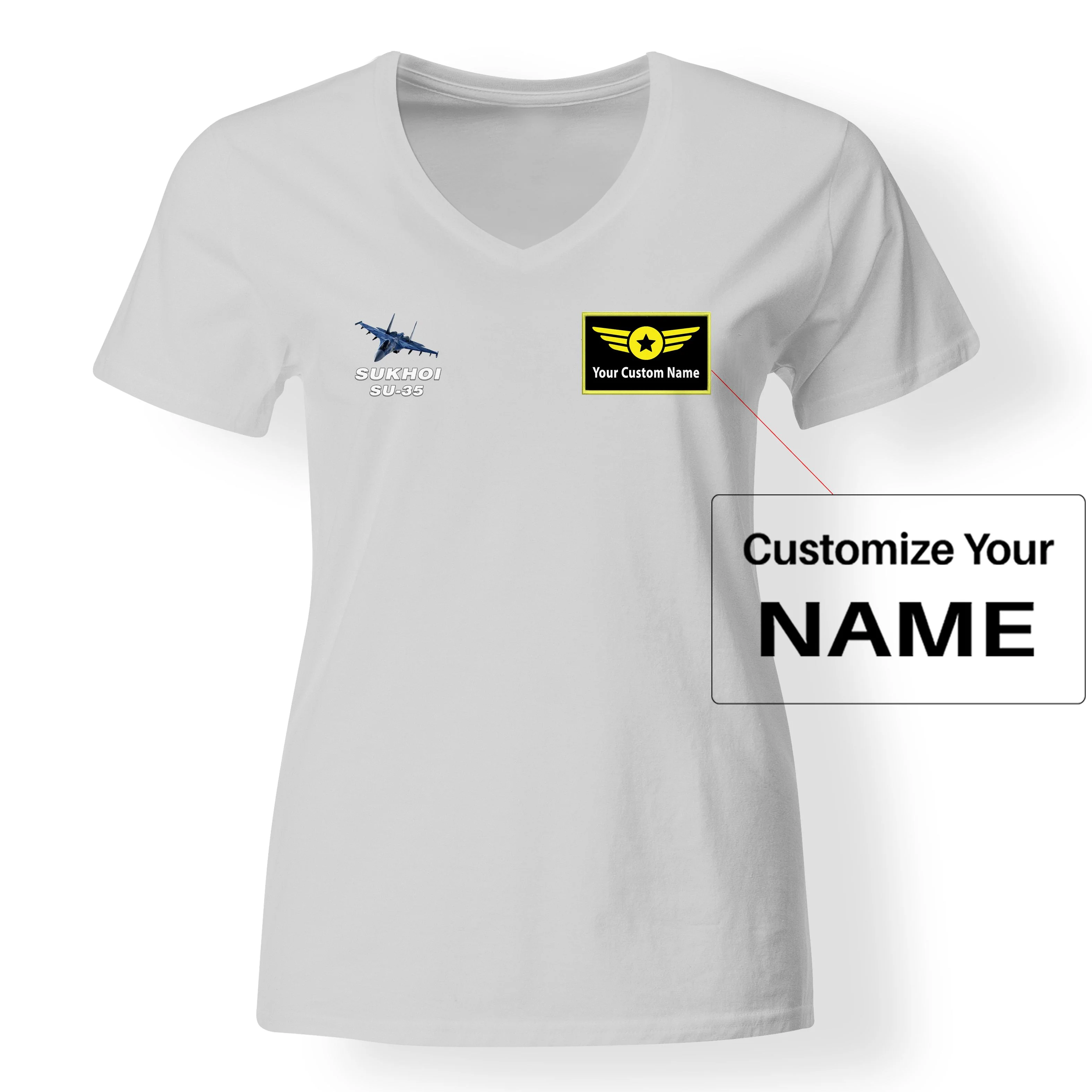 The Sukhoi SU-35 Designed V-Neck T-Shirts - Image 17