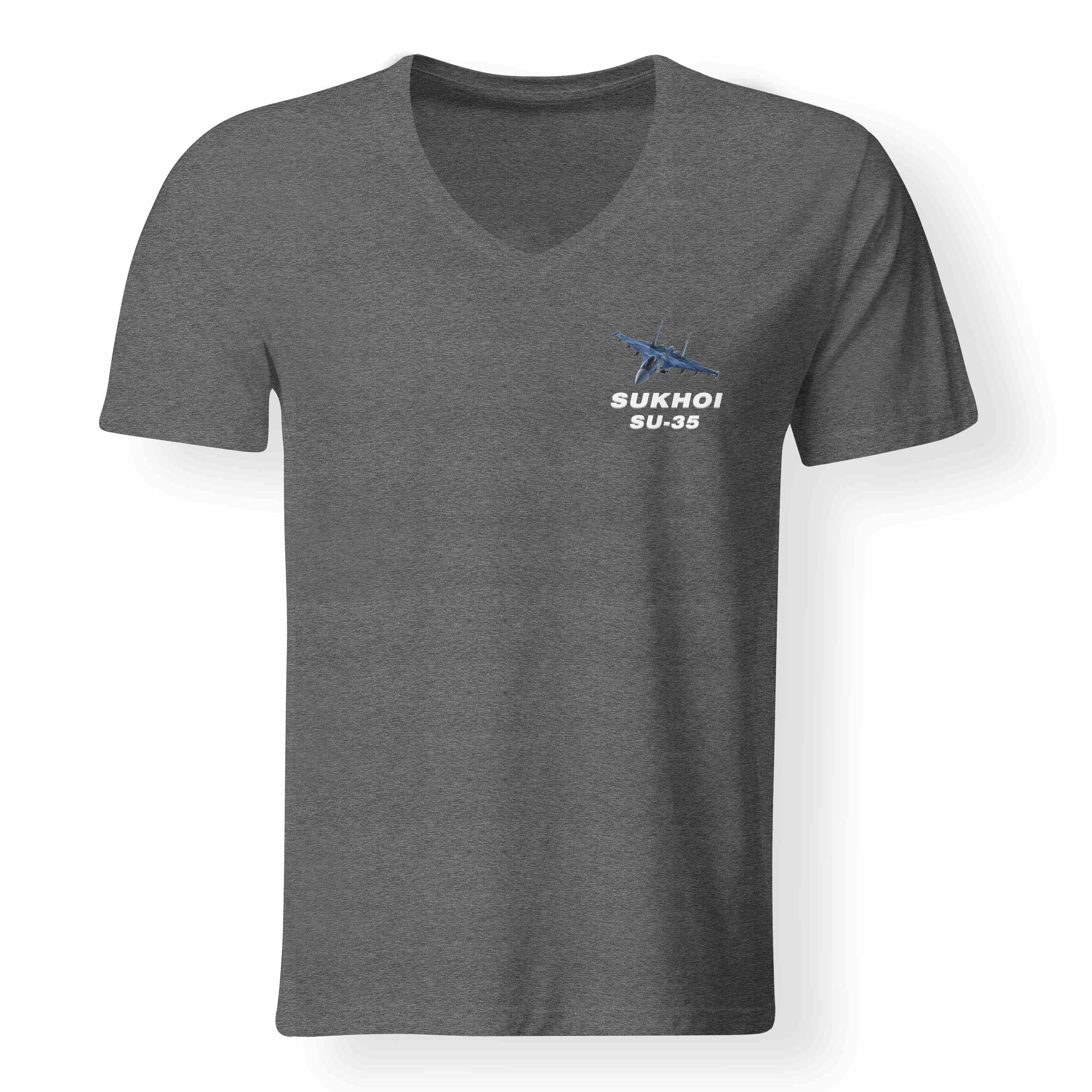 The Sukhoi SU-35 Designed V-Neck T-Shirts - Image 8