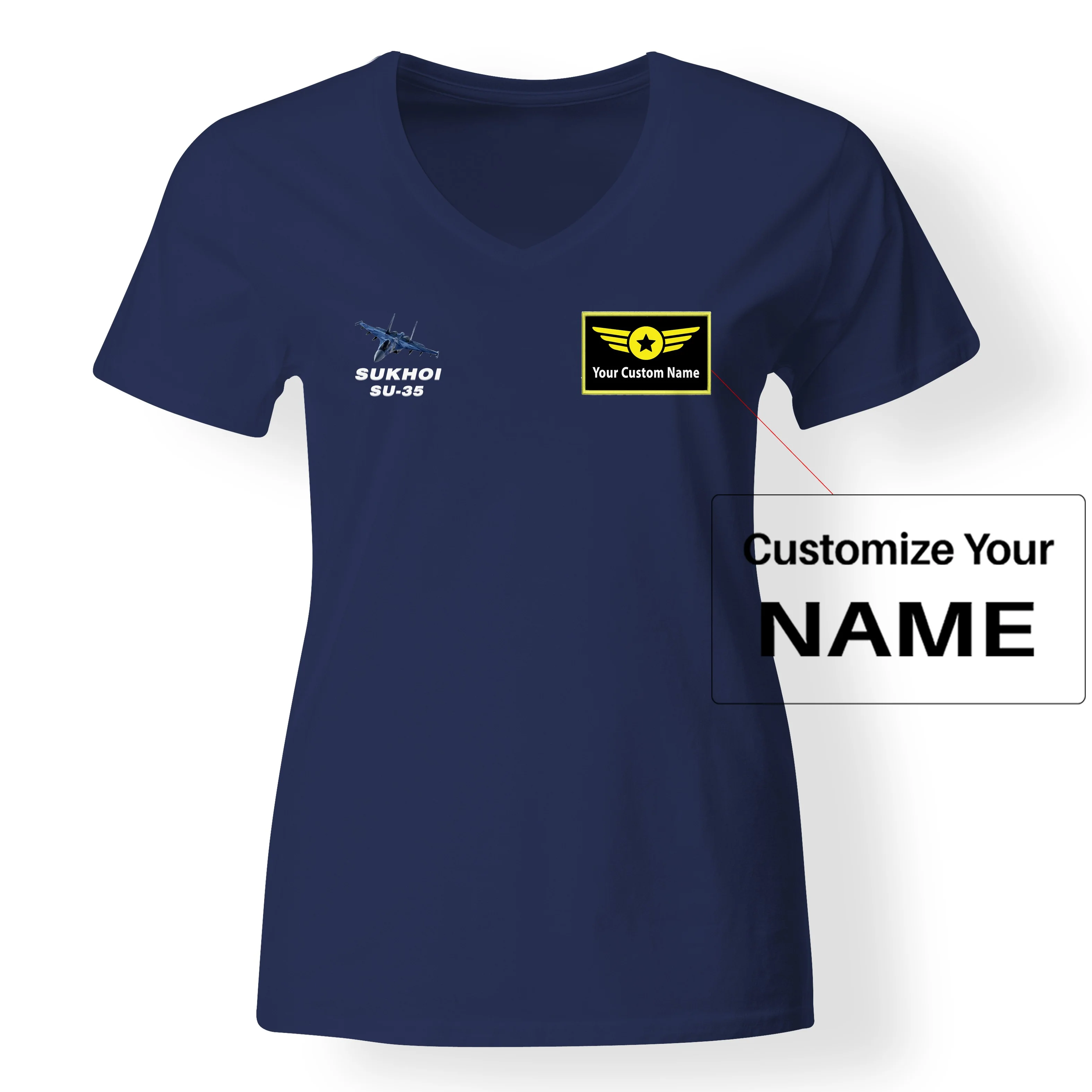 The Sukhoi SU-35 Designed V-Neck T-Shirts - Image 9