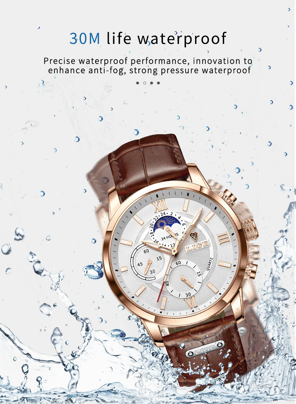 Top Brand Luxury Brown Leather Casual Quartz Watch Men - Image 11
