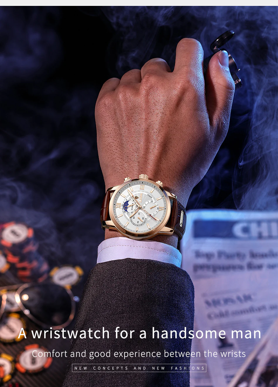Top Brand Luxury Brown Leather Casual Quartz Watch Men - Image 12