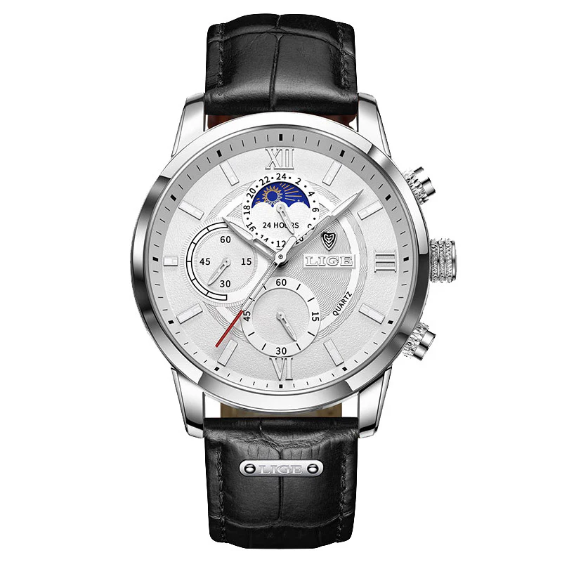 Top Brand Luxury Brown Leather Casual Quartz Watch Men - Image 19