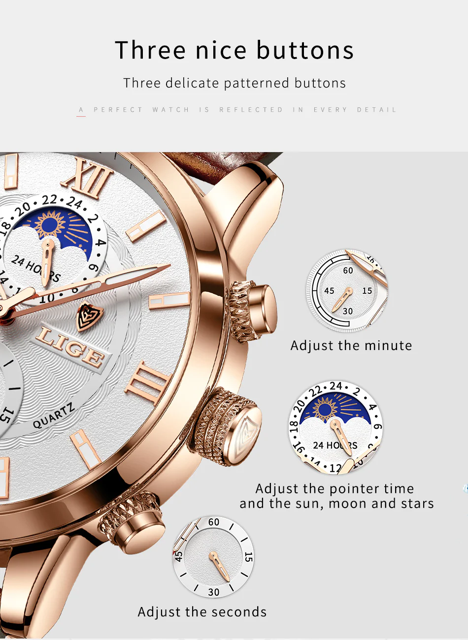 Top Brand Luxury Brown Leather Casual Quartz Watch Men - Image 3