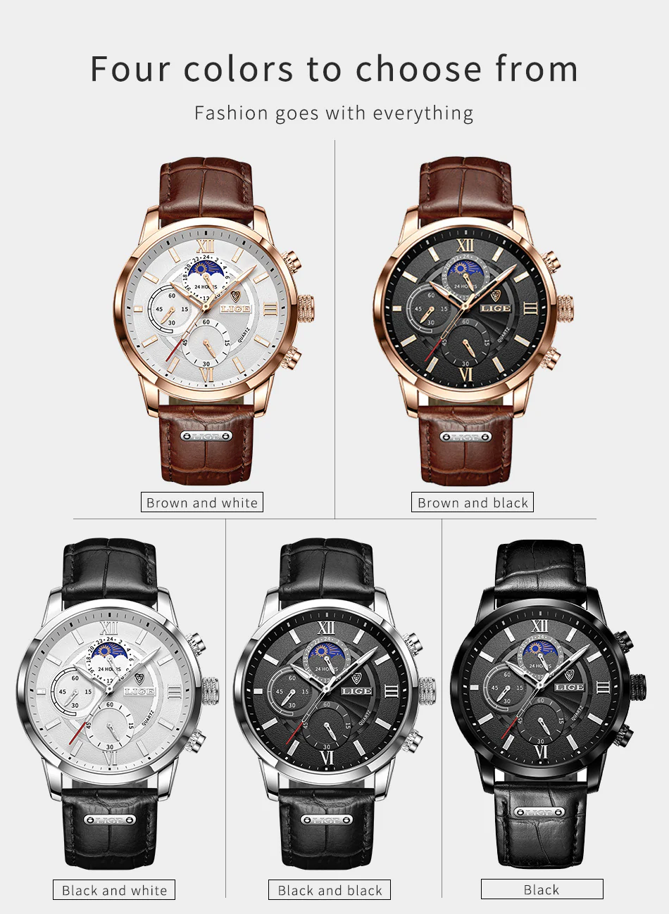 Top Brand Luxury Brown Leather Casual Quartz Watch Men - Image 7