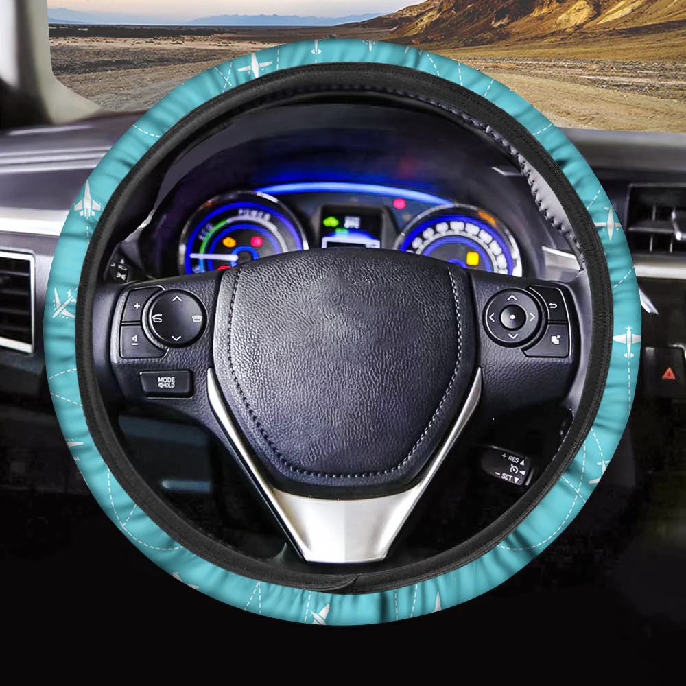 Travel The The World By Plane Designed Car Steering Wheel Cover