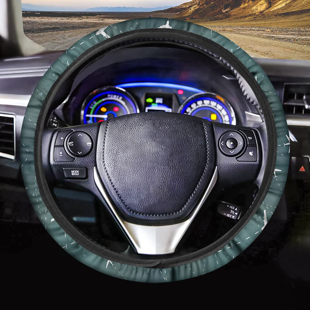Travelling with Aircraft (Green) Designed Car Steering Wheel Cover