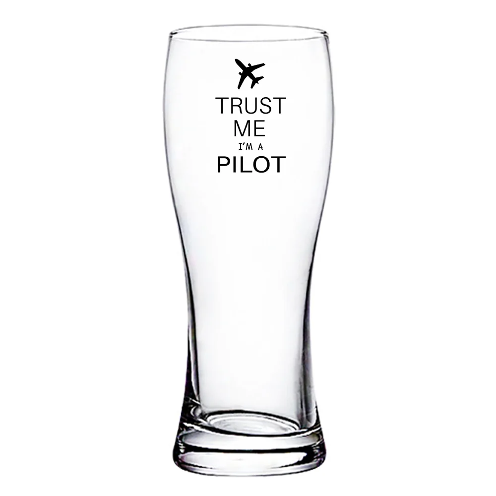 Trust Me I'm a Pilot 2 Designed Pilsner Beer Glasses - Image 2
