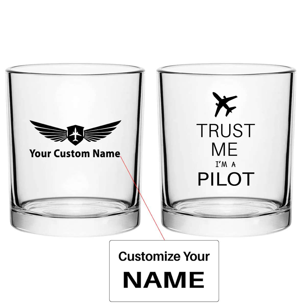 Trust Me I'm a Pilot 2 Designed Special Whiskey Glasses