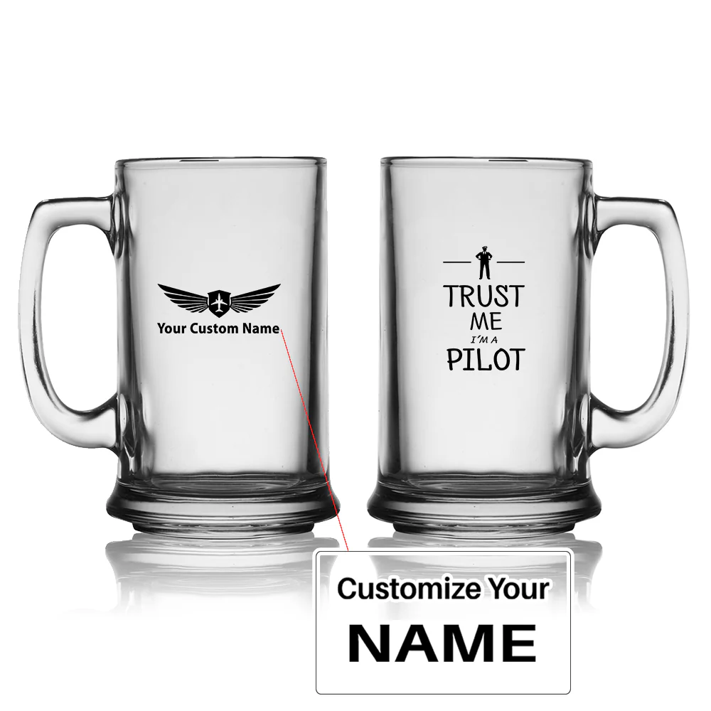 Trust Me I'm a Pilot Designed Beer Glass with Holder