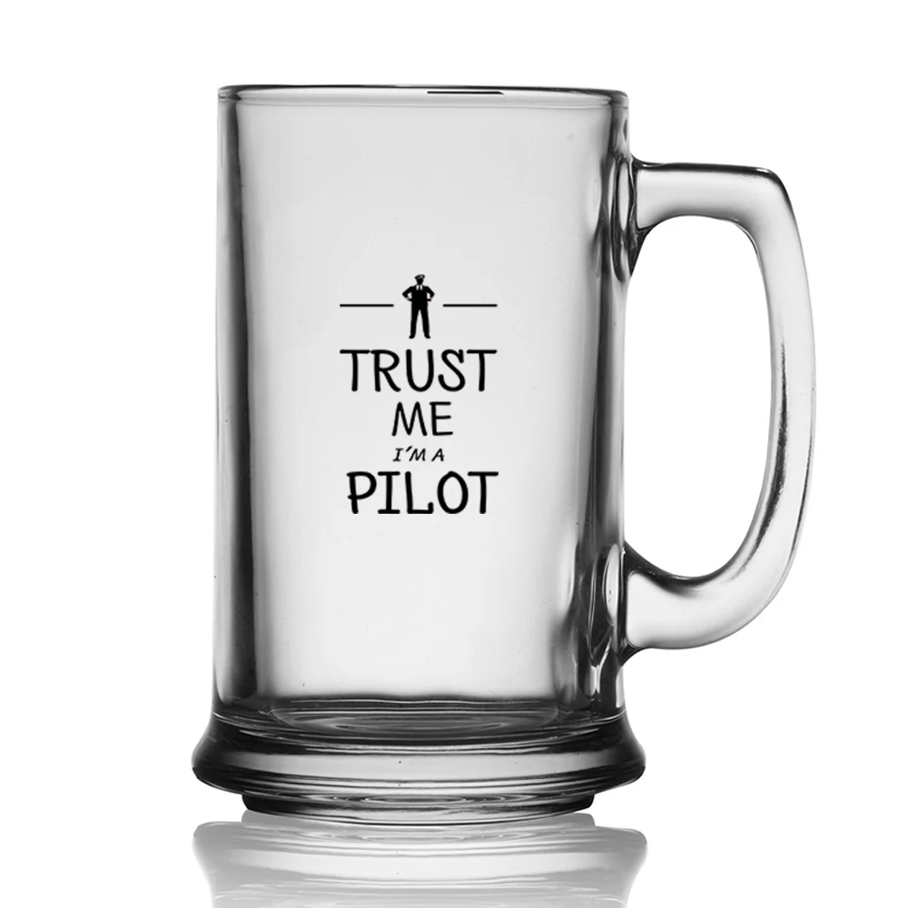 Trust Me I'm a Pilot Designed Beer Glass with Holder - Image 2