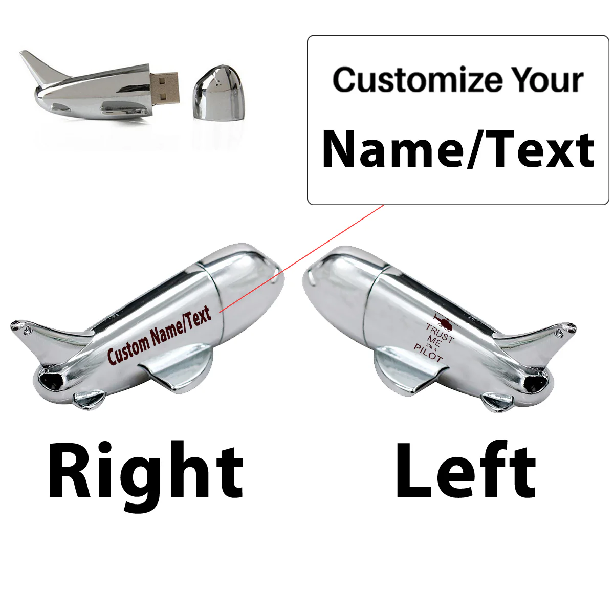 Trust Me I'm a Pilot (Helicopter) Designed Airplane Shape USB Drives