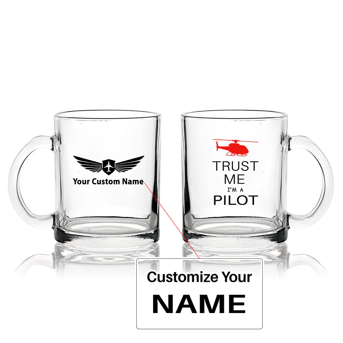Trust Me I'm a Pilot (Helicopter) Designed Coffee & Tea Glasses