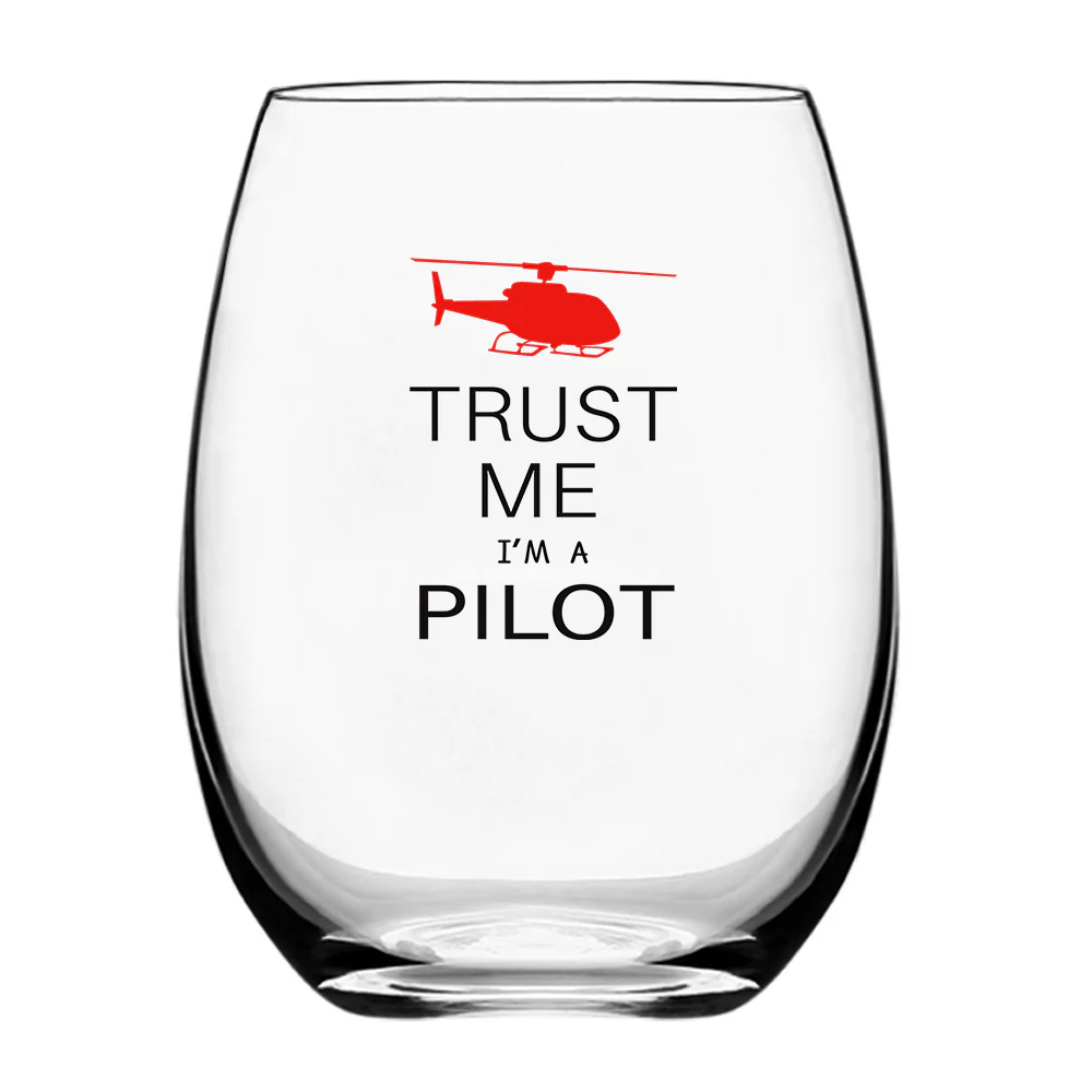 Trust Me I'm a Pilot (Helicopter) Designed Water & Drink Glasses - Image 2