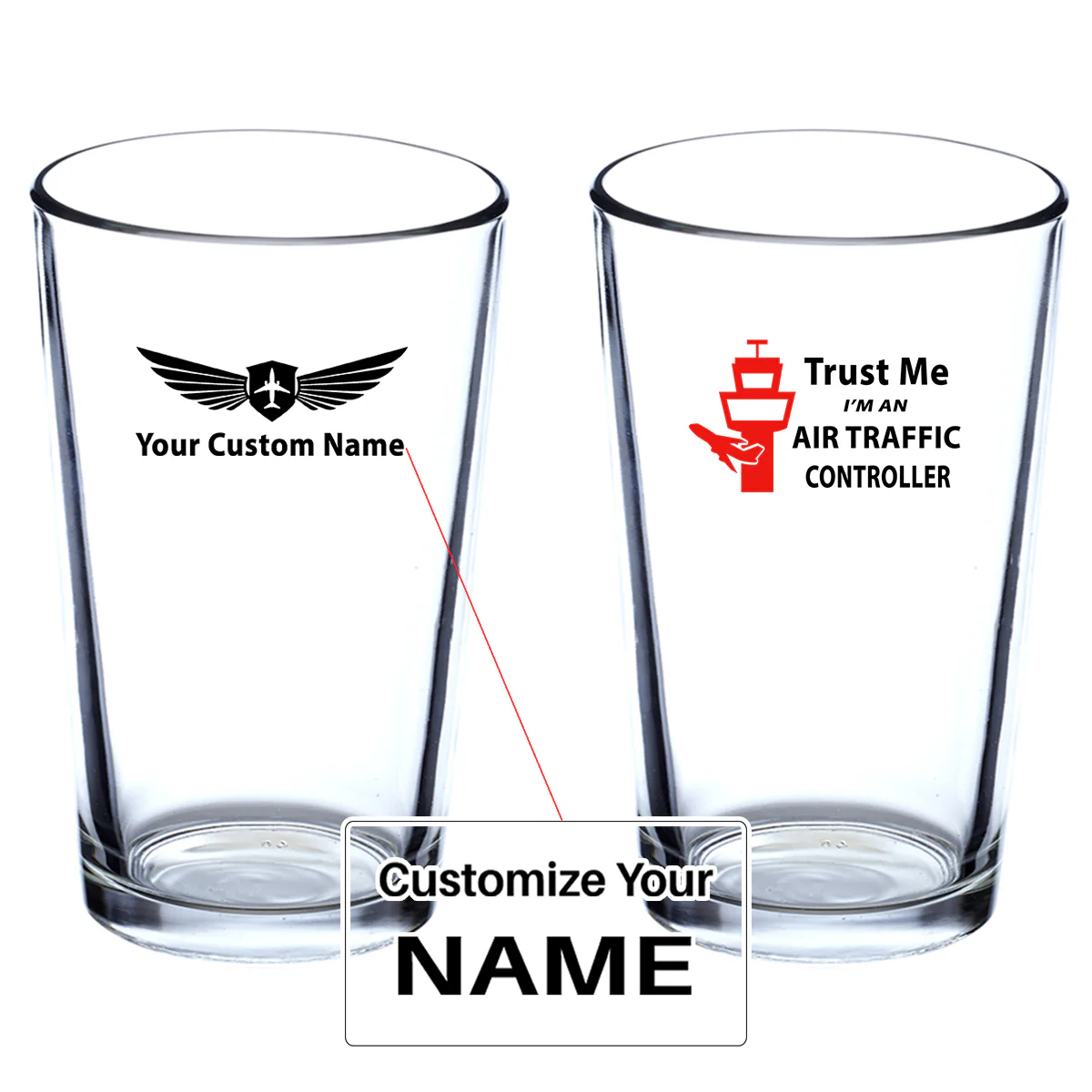Trust Me I'm an Air Traffic Controller Designed Beer & Water Glasses