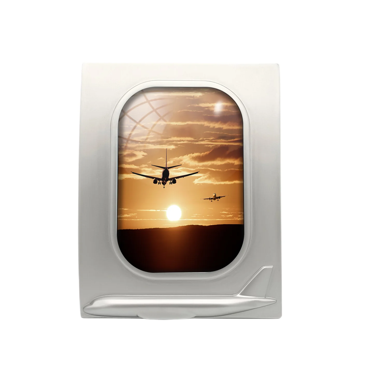Two Aeroplanes During Sunset Designed Airplane Window Photo Frame - Image 2