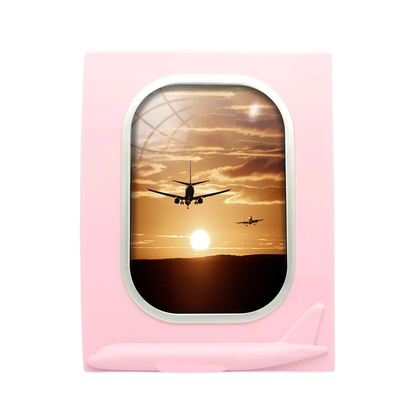 Two Aeroplanes During Sunset Designed Airplane Window Photo Frame - Image 3
