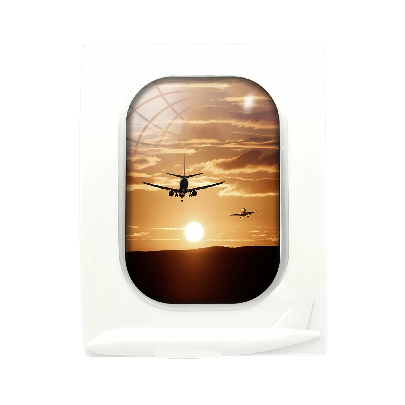 Two Aeroplanes During Sunset Designed Airplane Window Photo Frame - Image 4
