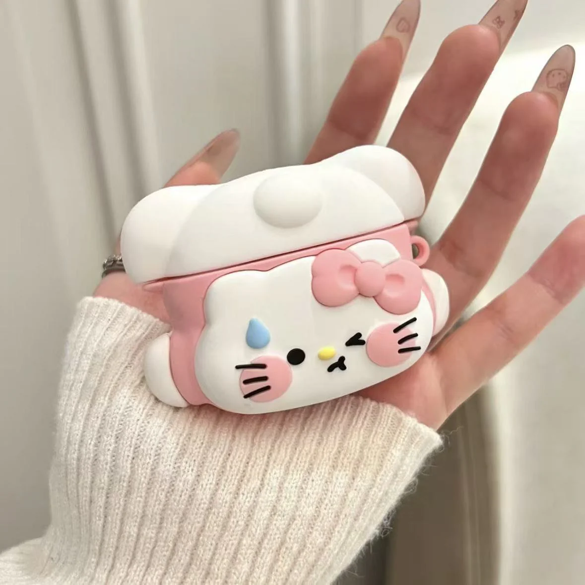 Upside down cat Designed AirPods Protective Cover: Cute Cartoon Silicone Soft Shell