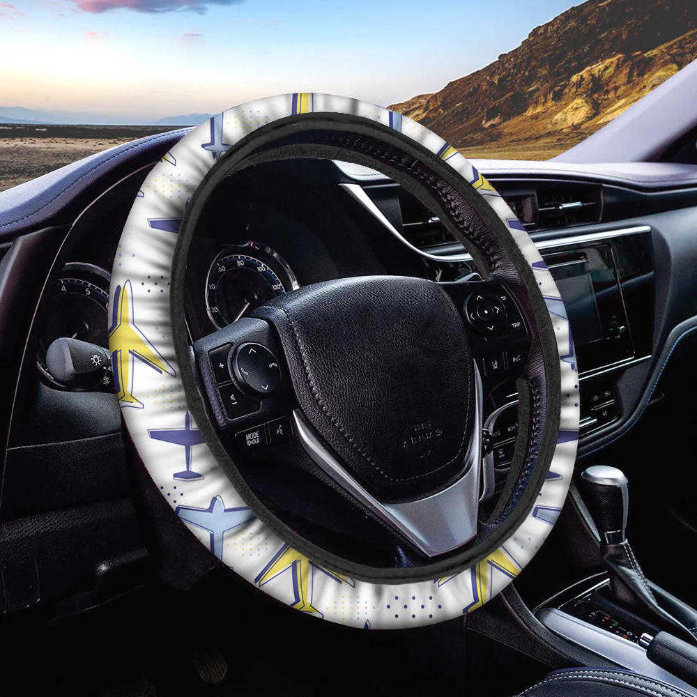Very Colourful Airplanes Designed Car Steering Wheel Cover - Image 2