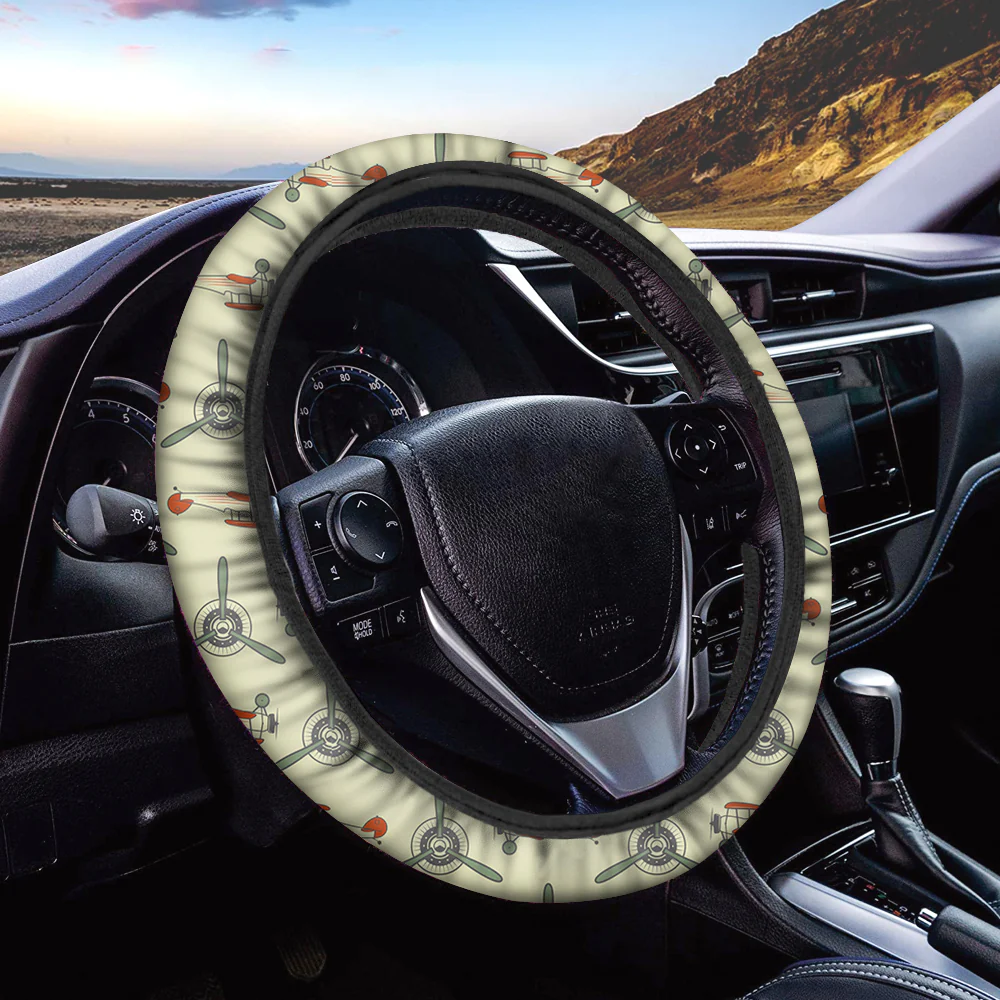 Vintage Old Airplane Designed Car Steering Wheel Cover - Image 2