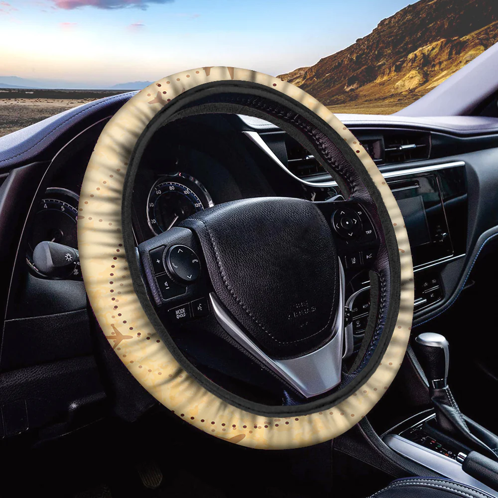 Vintage Travelling with Aircraft Designed Car Steering Wheel Cover - Image 2