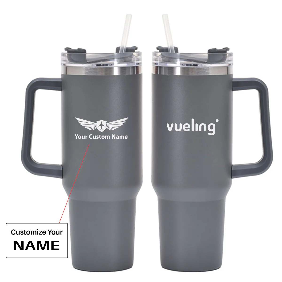 Vueling Airlines Designed 40oz Stainless Steel Car Mug With Holder - Image 19