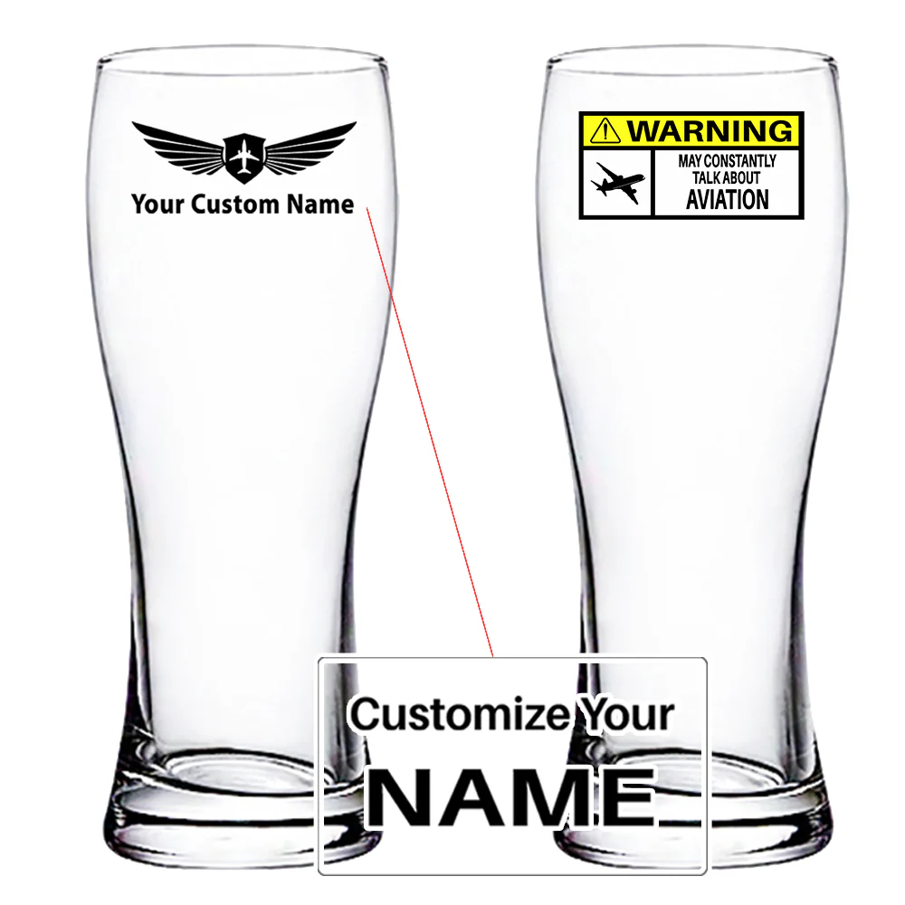 Warning May Constantly Talk About Aviation Designed Pilsner Beer Glasses