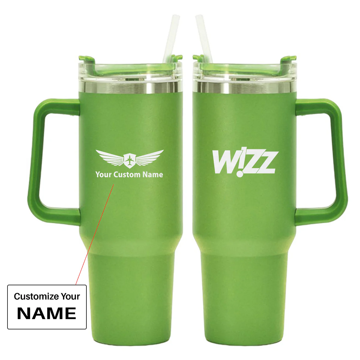Wizz Airlines Designed 40oz Stainless Steel Car Mug With Holder - Image 13