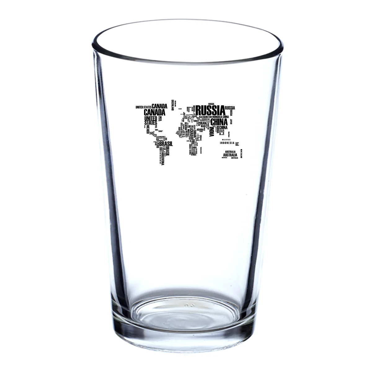 World Map (Text) Designed Beer & Water Glasses - Image 2
