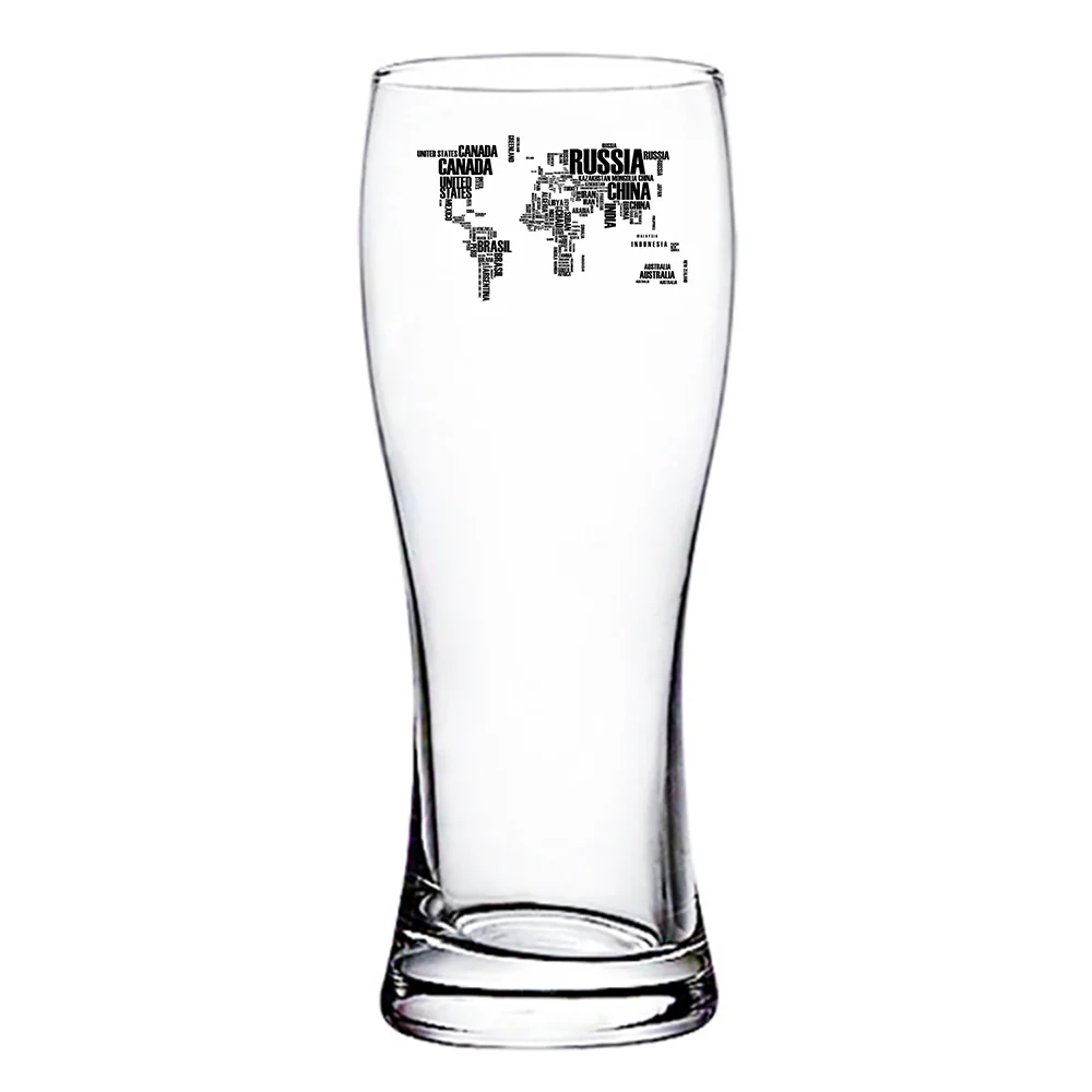 World Map (Text) Designed Pilsner Beer Glasses - Image 2