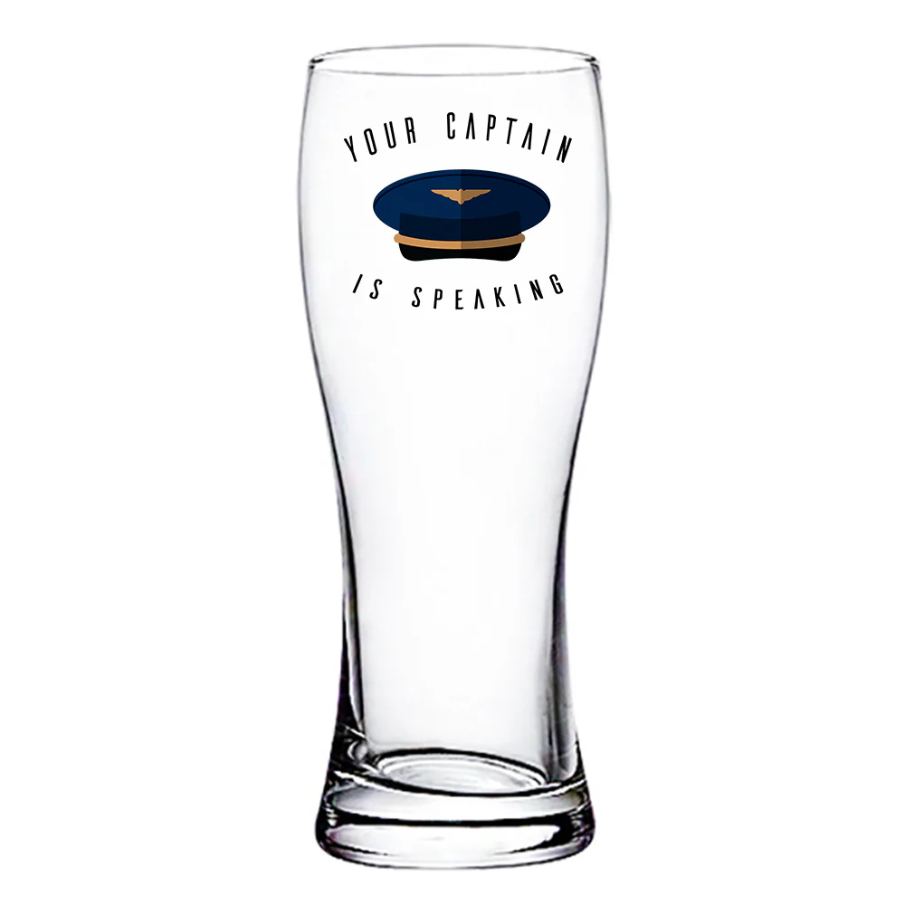 Your Captain Is Speaking Designed Pilsner Beer Glasses - Image 2