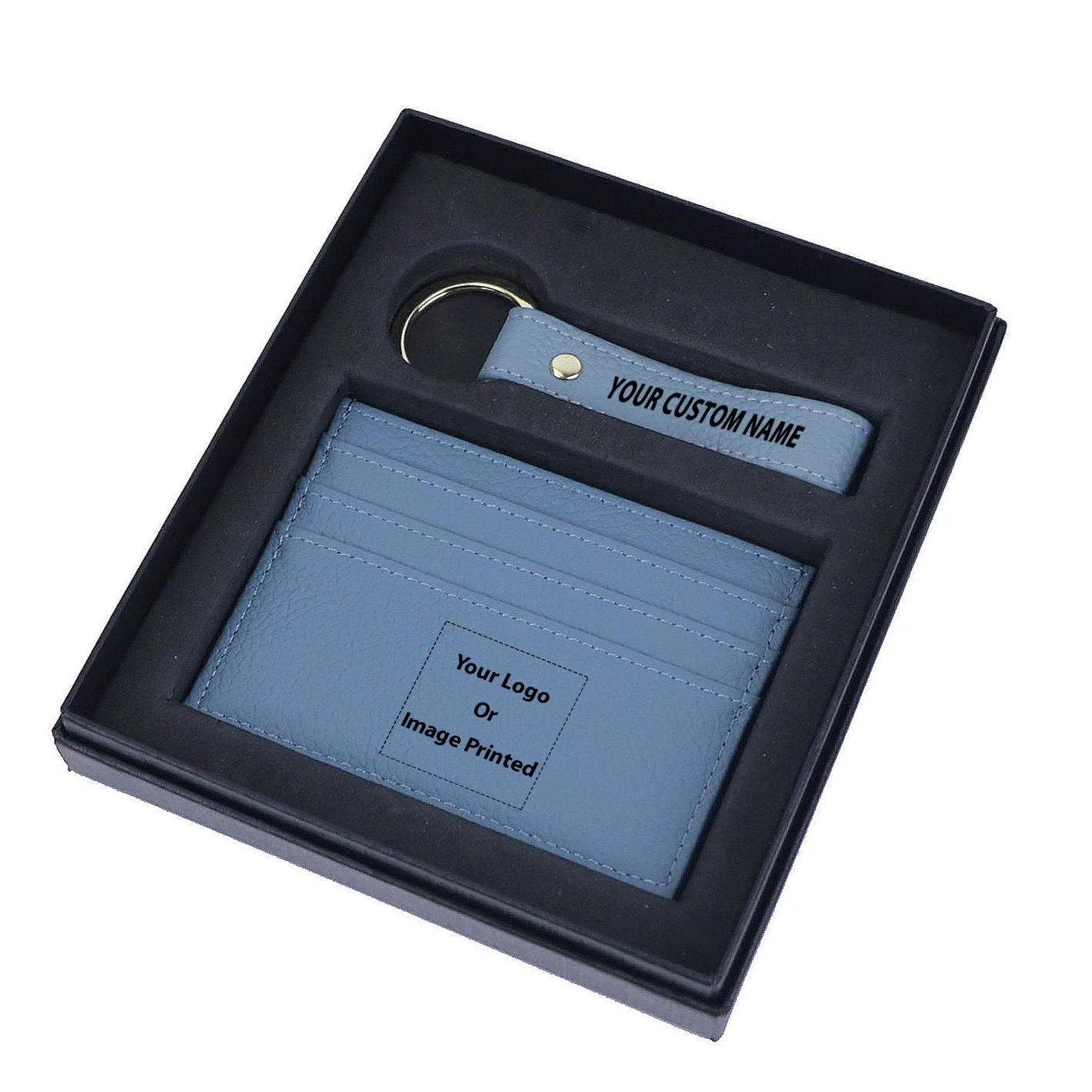 Your Custom Design & Image & Logo & Text Design Genuine Leather Cardholder Key Ring Gift Box Set - Image 17